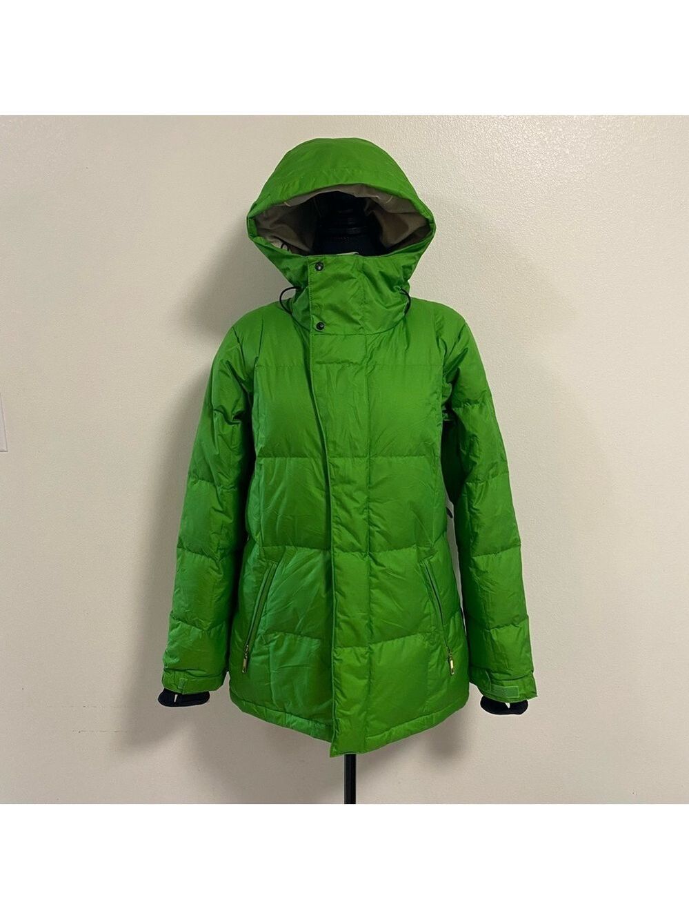 Bonfire Parka Women’s Size Large Lime Green Hooded Down Puffer Jacket Parka
